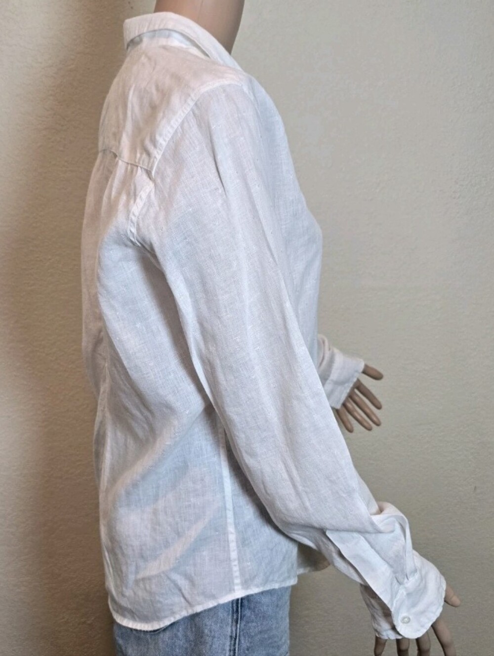 Frank&Eileen 100% linen shirt Size Large Long Sleeve with embroidered hearts - Picture 12 of 16